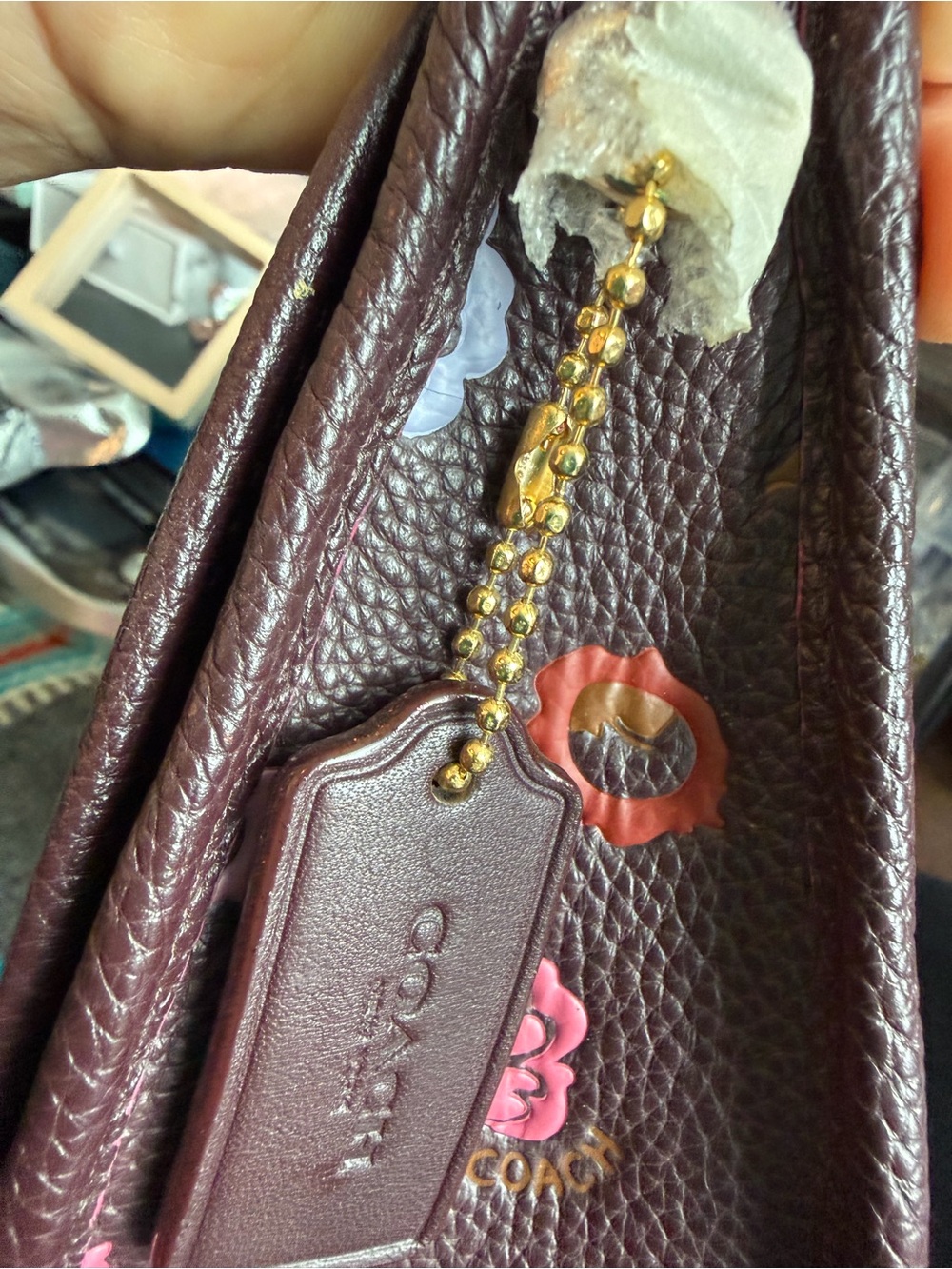 Coach Patricia Saddle 18 Primrose Floral Leather Crossbody F22811 Oxblood - Picture 8 of 9